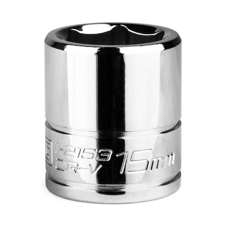 Capri Tools 1/4 in Drive 15 mm 6-Point Metric Shallow Socket 1-2153